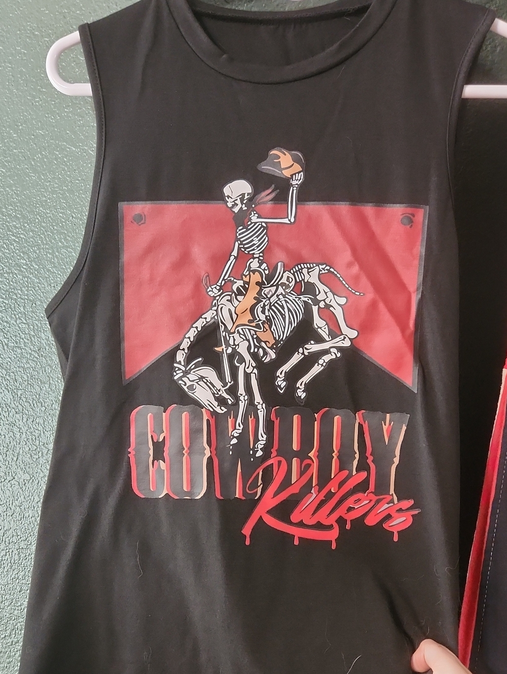 Cowboy Killers Women's Black Muscle Tee with Red Graphic